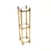 Vintage French Brass And Glass Tiered Side Table
