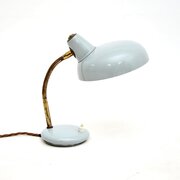 Vintage French Enamelled Tole And Brass Desk Lamp