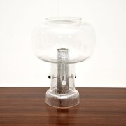 Vintage French Glass And Chrome Table Lamp