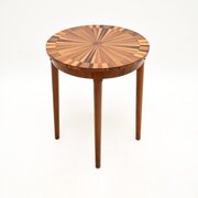 Vintage French Inlaid Starburst Side Table