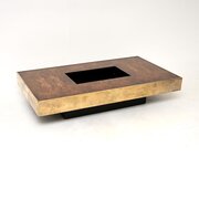 Vintage French Walnut And Brass Coffee Table 