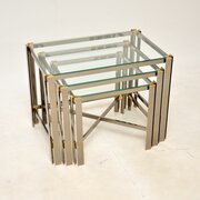 Vintage Italian Chrome And Brass Nest Of Tables