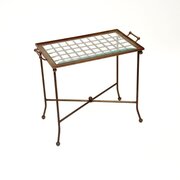 Vintage Patinated Brass and Glass Tray Top Table