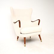 Vintage Swedish Mahogany Wing Back Armchair