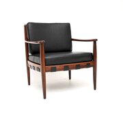 Vintage Swedish Rosewood And Leather Armchair