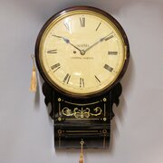 A Good English Fusee Drop-Dial Wall Clock