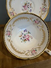 Grosvenor China Gilt Edged Floral Cup And Saucer