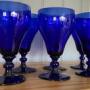 Set of Six Bristol Blue Glass Large Rummers / Goblets