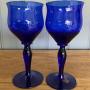 Super pair of Bristol Blue Tulip Shaped Wine Glasses 