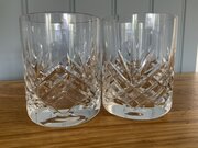 Heavy Slice Cut Crystal Glass Whiskey Tumblers 4ins