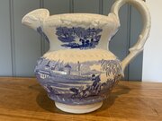 Early Staffordshire Blue And White Transfer Pitcher