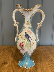 Antique Coalport Turquoise Ground Rococo Vase 