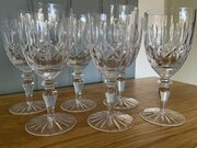 Set Of Six Crystal Slice Cut Wine Glasses 6ins