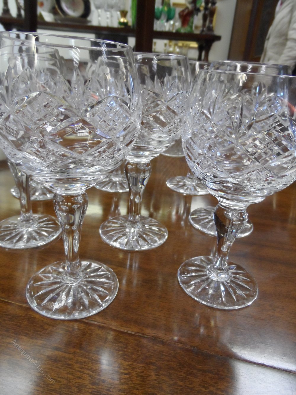 Antiques Atlas Vintage Set Of Eight Crystal Wine Goblets