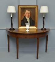 Georgian Oak Demi-Lune Console / Side / Hall Table