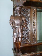 Imposing Victorian Carved Oak Figural Sideboard