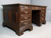 Large 19th Century Italian Walnut Pedestal Desk.