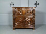 Rare Jacobean Two Part Oak Chest Of Drawers