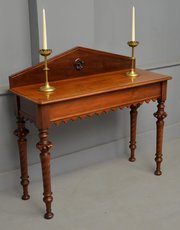 Victorian Walnut Gothic Revival Hall Side Table