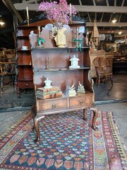 Delightful Walnut Queen Anne Style Bookcase. 