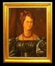 Antique Portrait Painting Of A Lady. Oil On Canvas