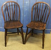 Pair Of 19th Century Kitchen Stickback Windsor Cha