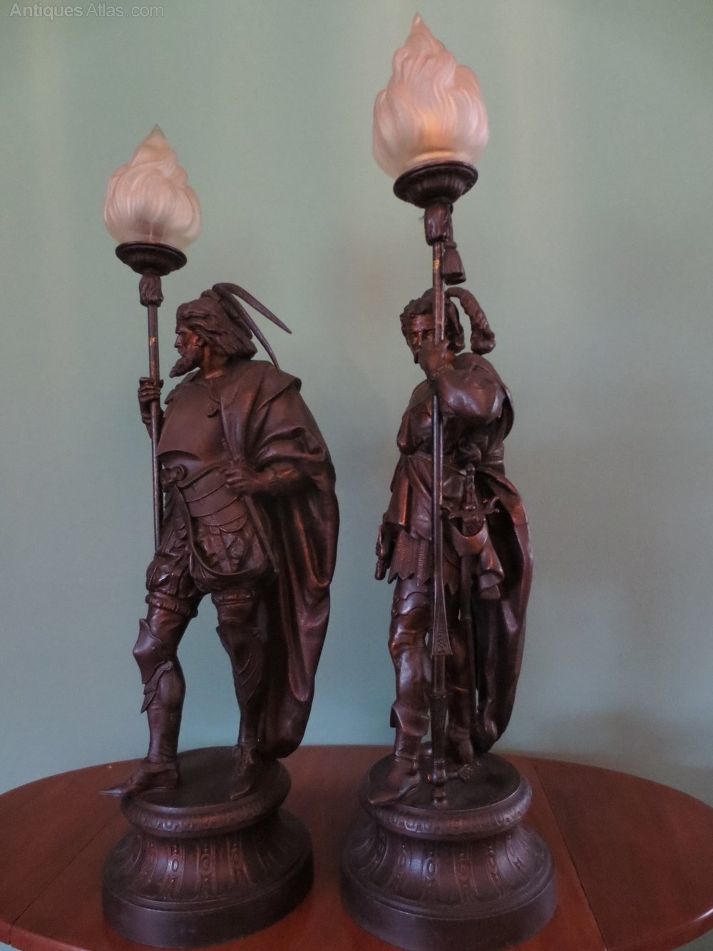 Antiques Atlas Pair Antique 19thC Newel Post Figural Lamps