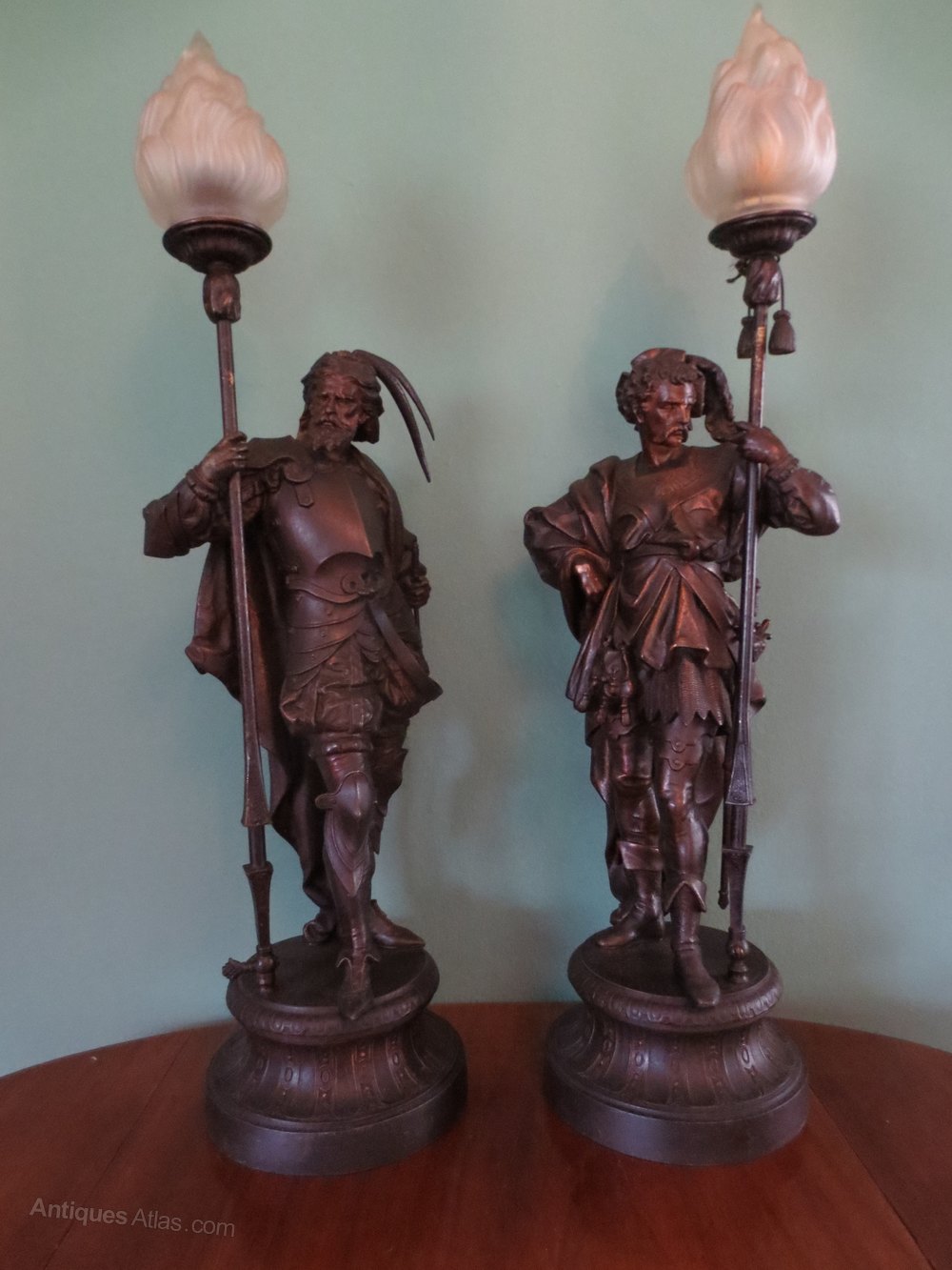 Antiques Atlas Pair Antique 19thC Newel Post Figural Lamps