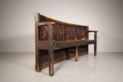 English 18thc Antique Tavern Settle – Carved Witch Device