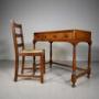 Heals Edwardian Antique Oak Writing Table & Chair