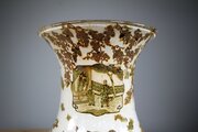  Large 19thc Antique English Decalcomania Glass Vase