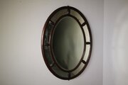 Large English 19th C Antique Oval Mahogany Mirror