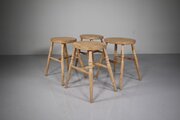Set Of Four Oval Edwardian Antique Dining Stools