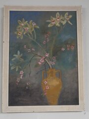 1960s Painting Orchids & Peach Blossom