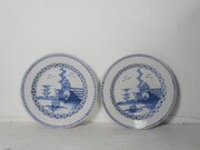 Pair 18th Century English Delft Plates