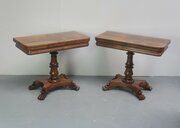 Pair English Regency Fold Over Tea Tables