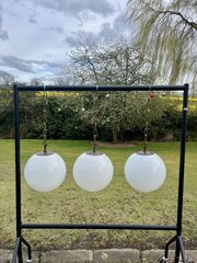 Three Large Opaline Pendant Lights 
