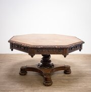 19th Century Elizabethan Revival Oak Library Table