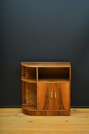 art deco figured walnut cabinet tv stand Art Deco Figured Walnut Cabinet TV Stand
