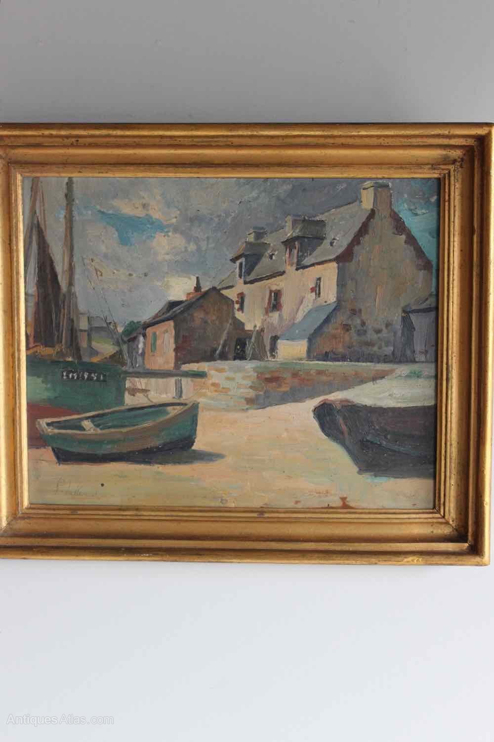 Antiques Atlas Oil On Board Painting Of A Harbour Scene