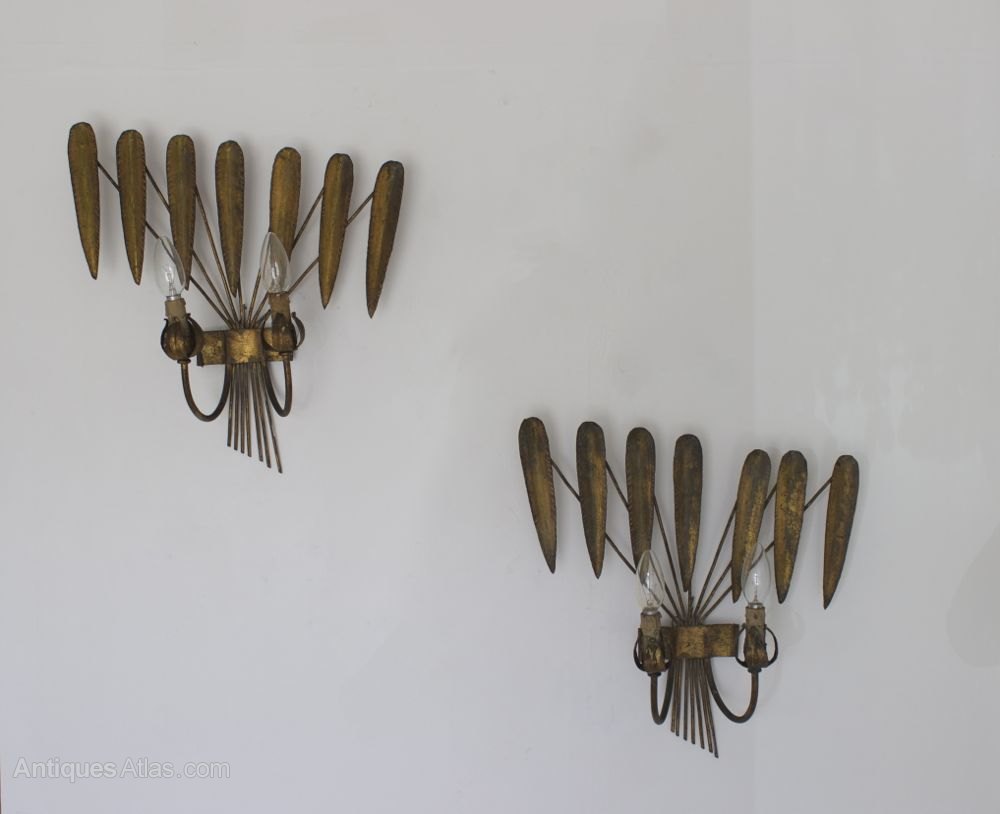 Antiques Atlas - Pair Of Vintage Gilt Metal Wall Sconces