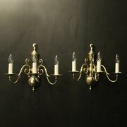 English Pair Of Brass Antique Wall Lights
