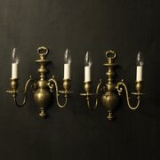 English Pair Of Bronze Antique Wall Lights