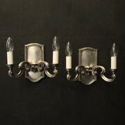 English Pair Of Silver Plated Antique Wall Lights