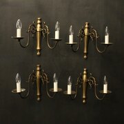 English Set Of 4 Brass Antique Wall Lights