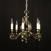 English Silver Bronze 6 Light Antique Chandelier