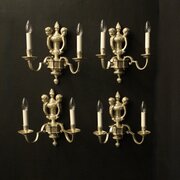 English Silver Plated Cherub Antique Wall Lights