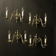 Flemish Set Of 4 Brass Antique Wall Lights