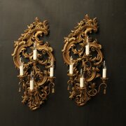 Florentine Pair Giltwood Antique Wall Lights