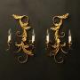 Florentine Pair Of Gilded Twin Arm Wall Lights